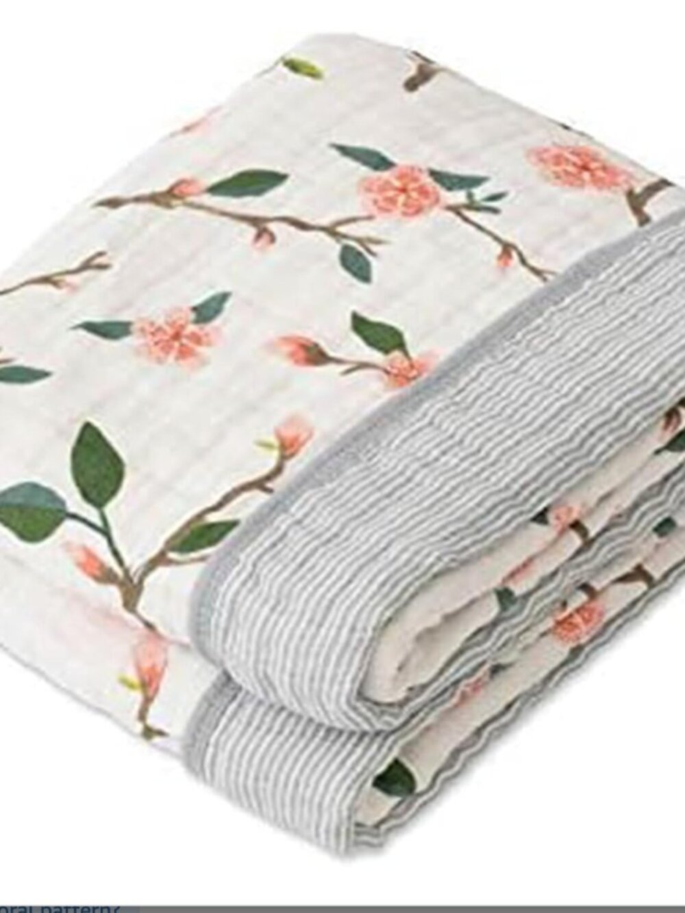 Floral Quilted Baby Quilt in Pink & Gray